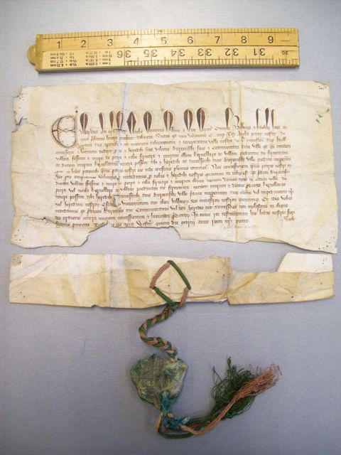 Photograph of the original patent letter grant licence to crenellate - Reproduce with kind permission of the Hull History Centre