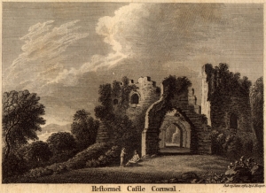 Old print of Restormel Castle